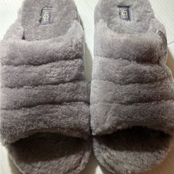 UGG Shoes - UGG Fluff You Grey Slides Women’s Size 10 #1117473 Brand New No Box